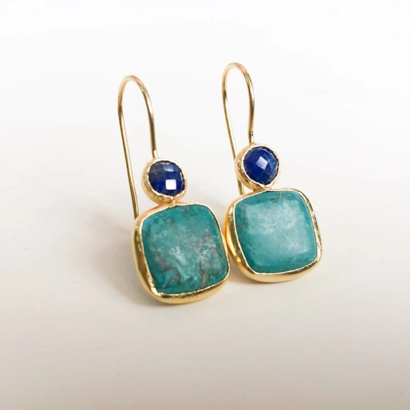 Aretes cuadrados geométricos turquesa