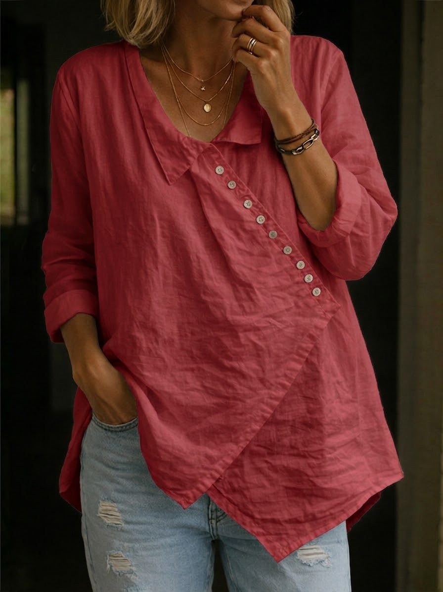 Fashionable Casual Cotton And Linen Shirt