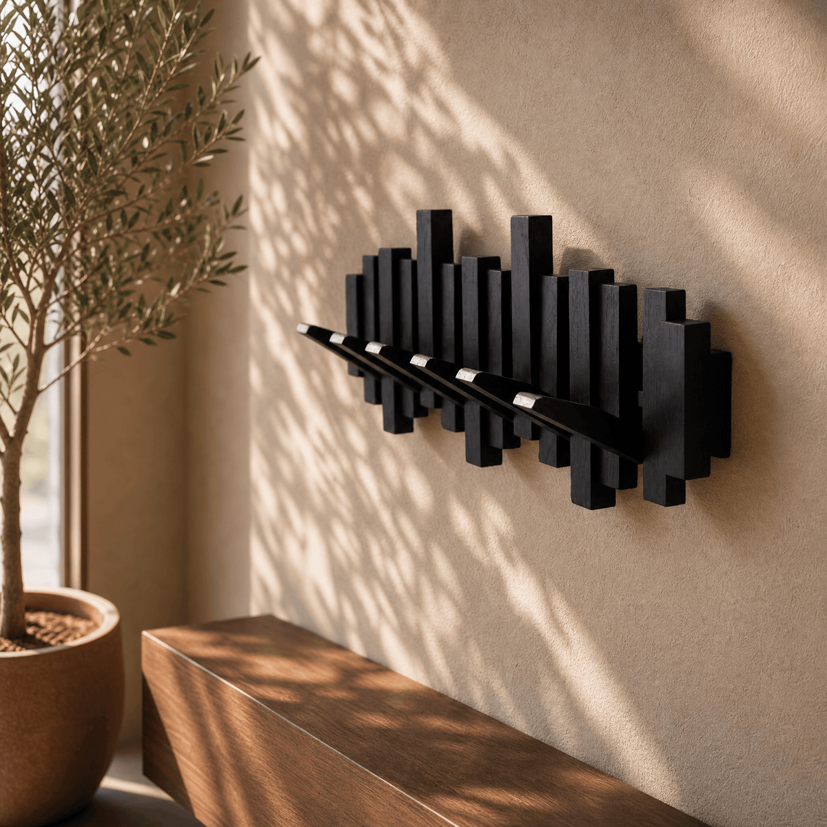 Clearance Sale-Sculptural Wood Wall Coat Rack