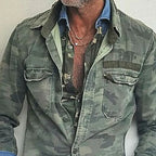 Vintage Camouflage Lapel Single Breasted Shirt
