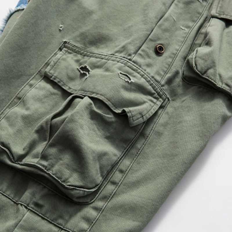 Heavy Zip Patch Denim Drawstring Cargo Pencil Lounge Pants
