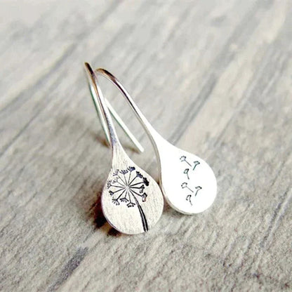 Pendientes de hoja de diente de león de plata de ley 925