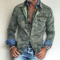 Vintage Camouflage Lapel Single Breasted Shirt