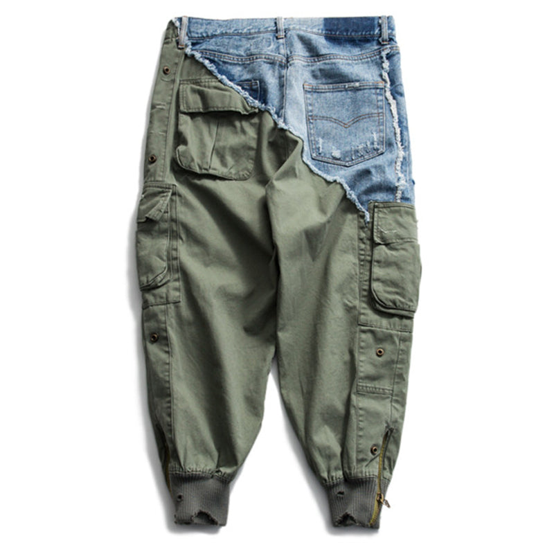 Heavy Zip Patch Denim Drawstring Cargo Pencil Lounge Pants