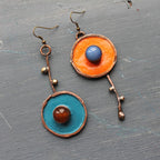 Vintage asymmetrical graffiti antique bronze earrings