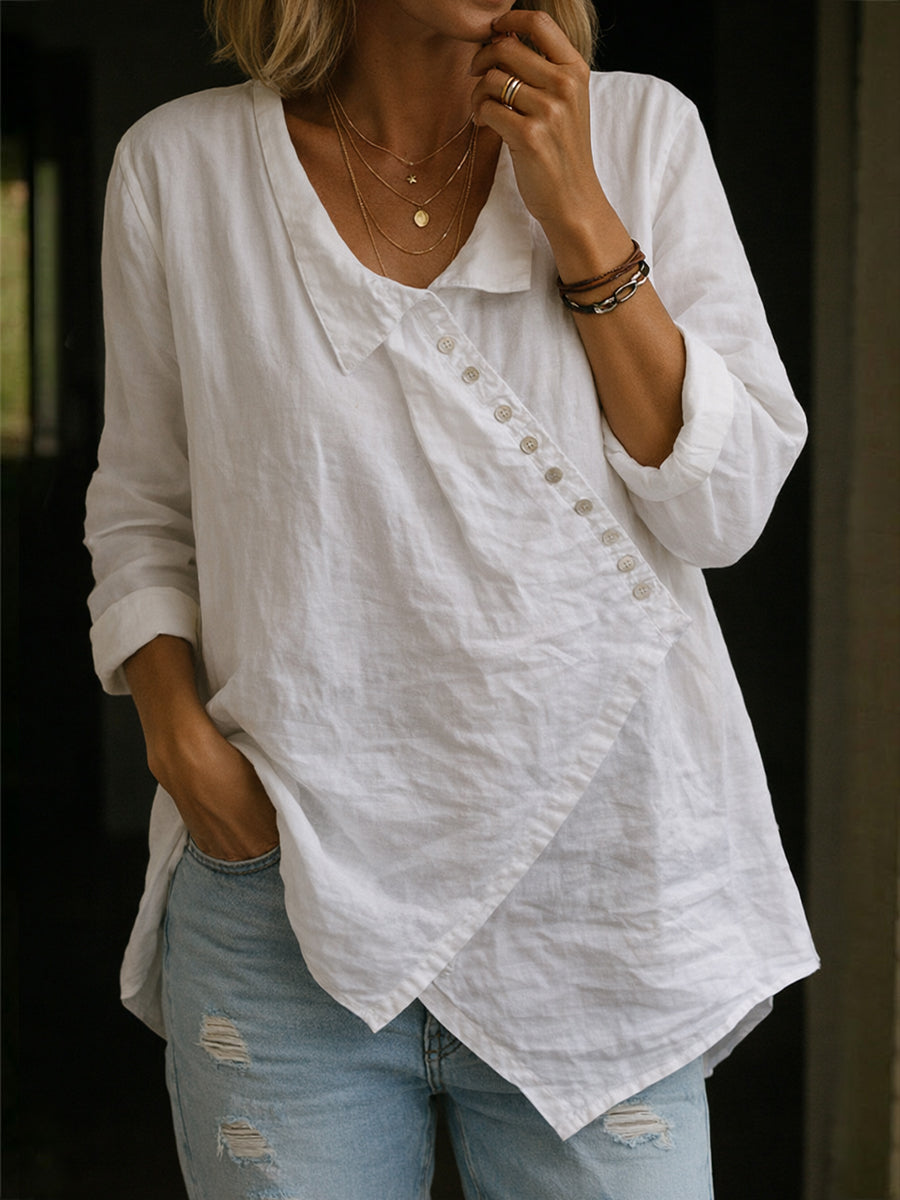 Fashionable Casual Cotton And Linen Shirt