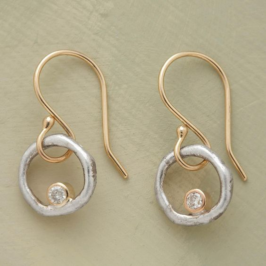 Aretes vintage de circonita de oro y plata