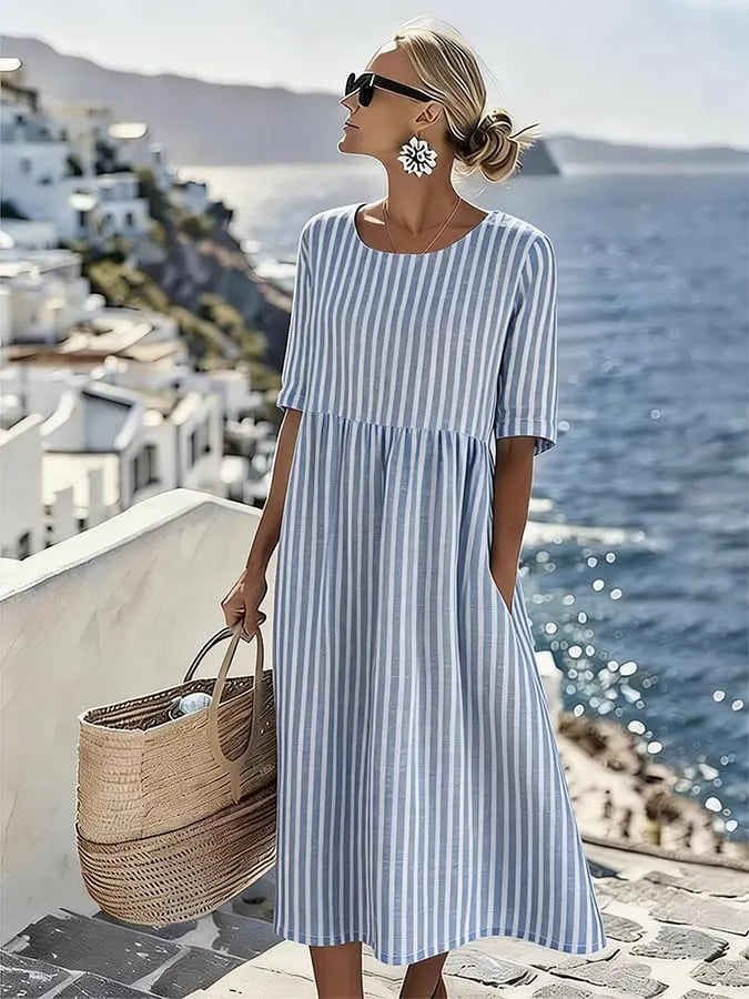 Women'S Vacation Round Neck Short Sleeve Printed Dress