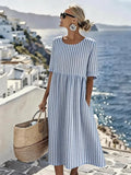 Women'S Vacation Round Neck Short Sleeve Printed Dress