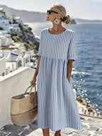 Women'S Vacation Round Neck Short Sleeve Printed Dress