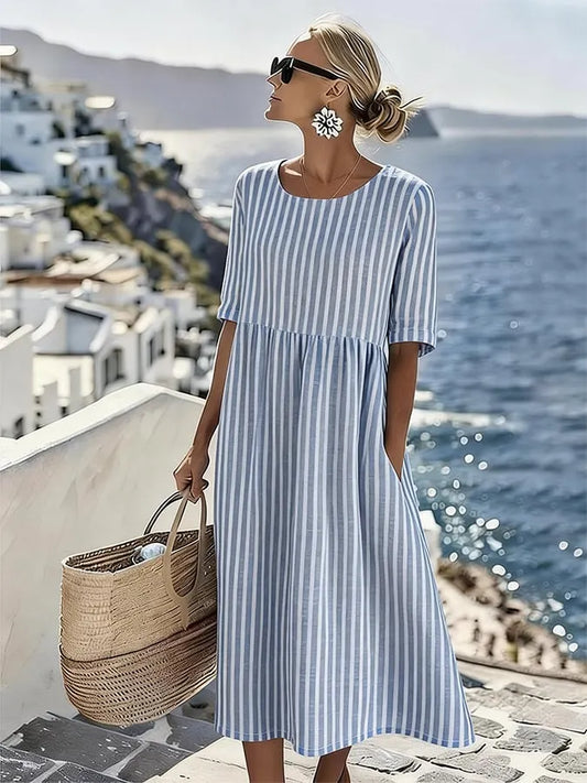 Women'S Vacation Round Neck Short Sleeve Printed Dress