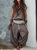 Loose-fit Casual Cotton Hoodie And Pants Two-piece Set