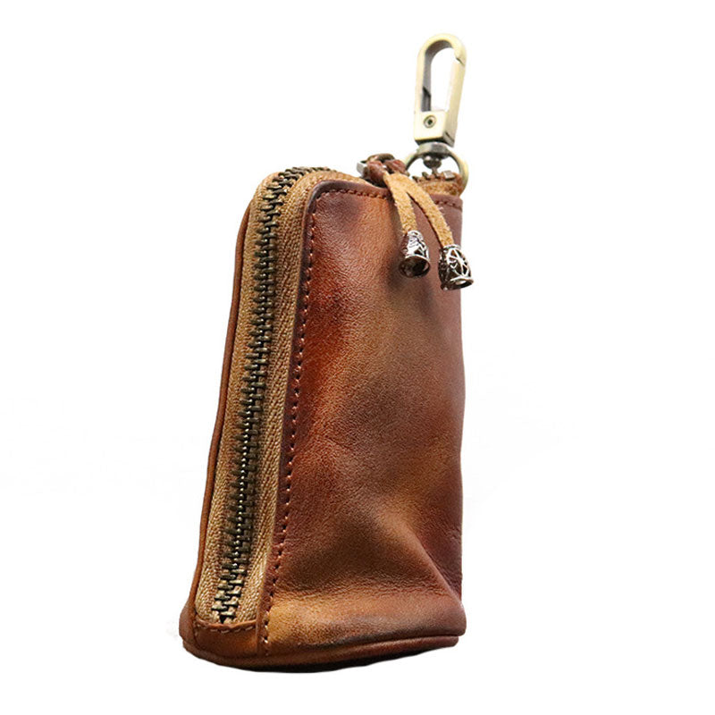 Head Layer Cowhide Vintage Old Cowhide Key Bag