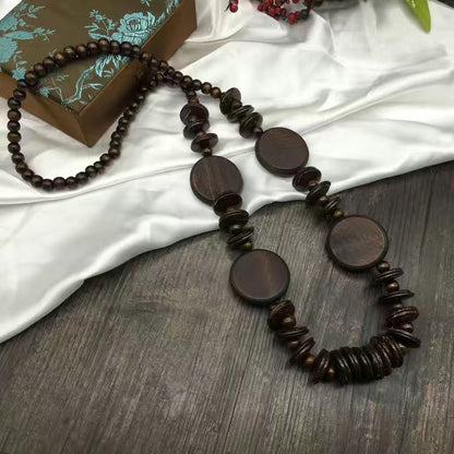 Vintage Wooden Hypoallergenic Pullover Necklace