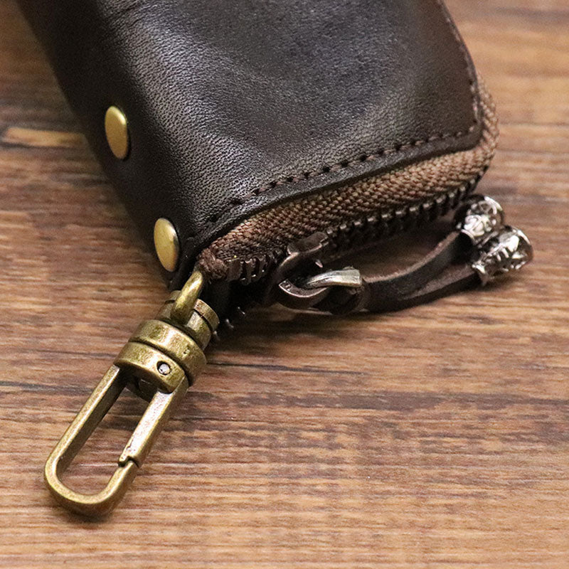 Head Layer Cowhide Vintage Old Cowhide Key Bag