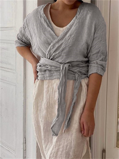 Basic Comfy Woven Wrap Jacket