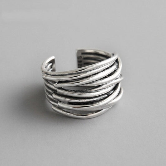 Bague superposée réglable en argent sterling 925