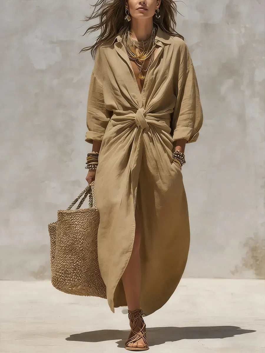 Vestido camisero estilo diseñador para mujer