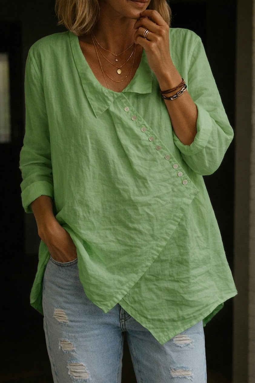 Fashionable Casual Cotton And Linen Shirt