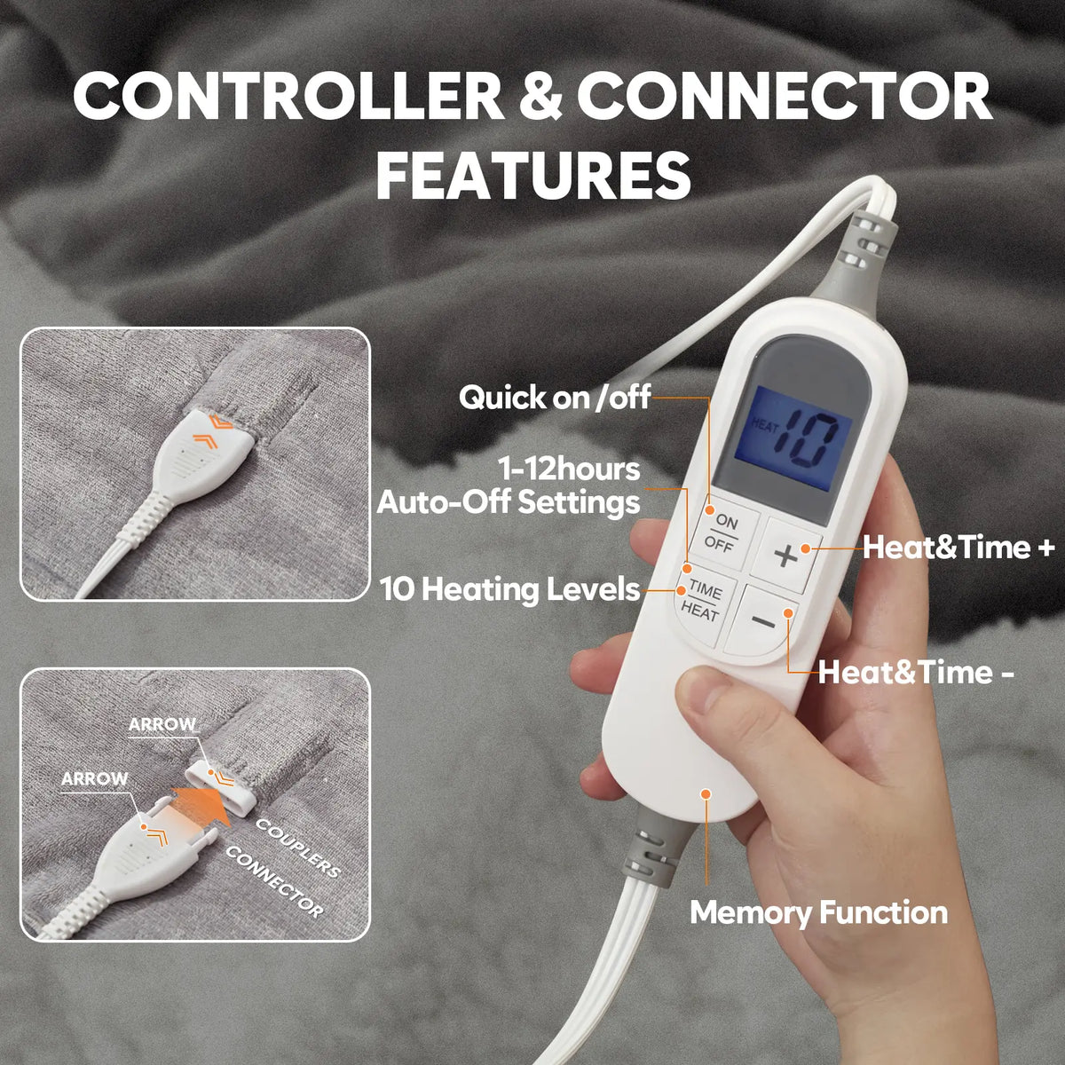 Wearable Electric Heated Blanket with Sleeves & Hood, 50x70