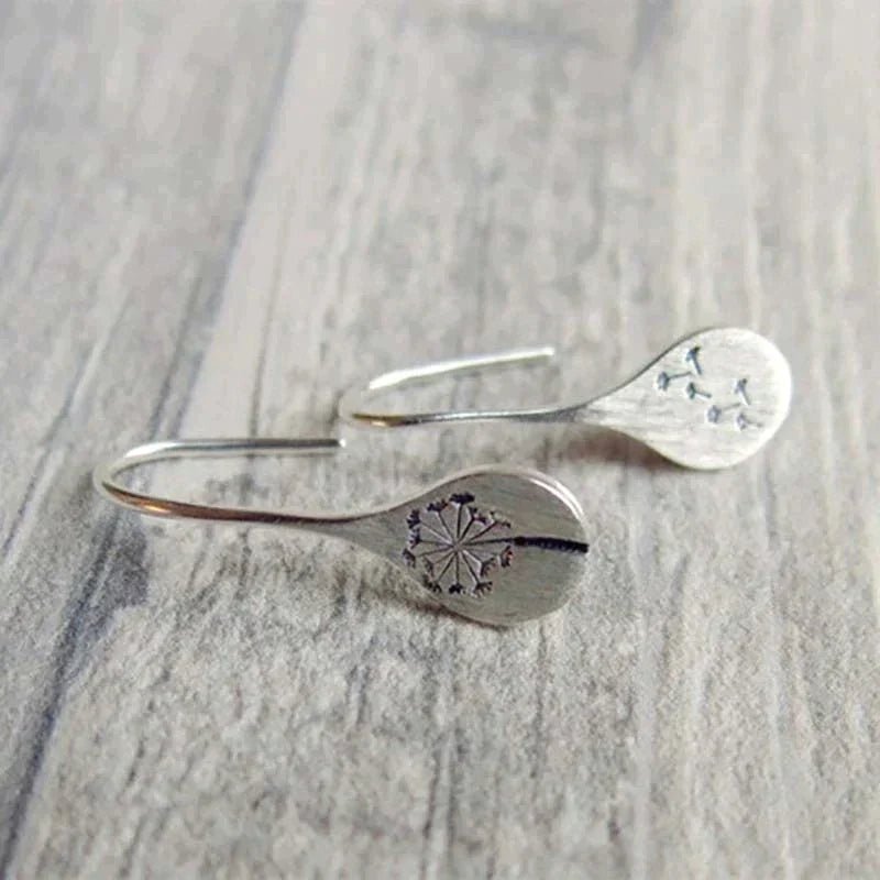 925 Sterling Silver Dandelion Leaf Earrings