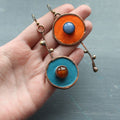 Vintage asymmetrical graffiti antique bronze earrings