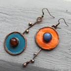 Vintage asymmetrical graffiti antique bronze earrings