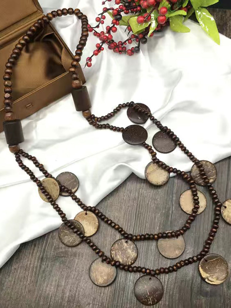 Vintage Wooden Hypoallergenic Pullover Necklace