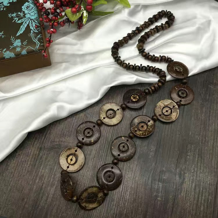 Vintage Wooden Hypoallergenic Pullover Necklace