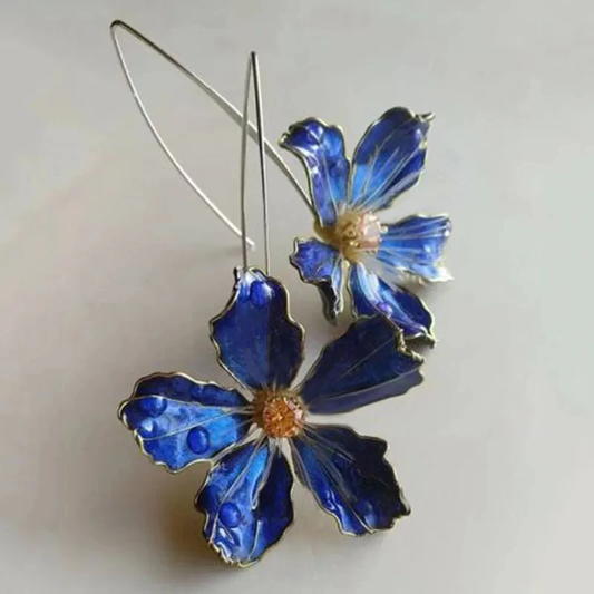 Boucles d'oreilles fleur vintage bleues