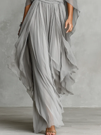 Flowy Off-shoulder Blouse And Skirt Two-piece Set