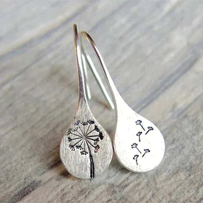 Pendientes de hoja de diente de león de plata de ley 925