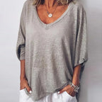 Solid Color V Neck Comfy T-Shirt