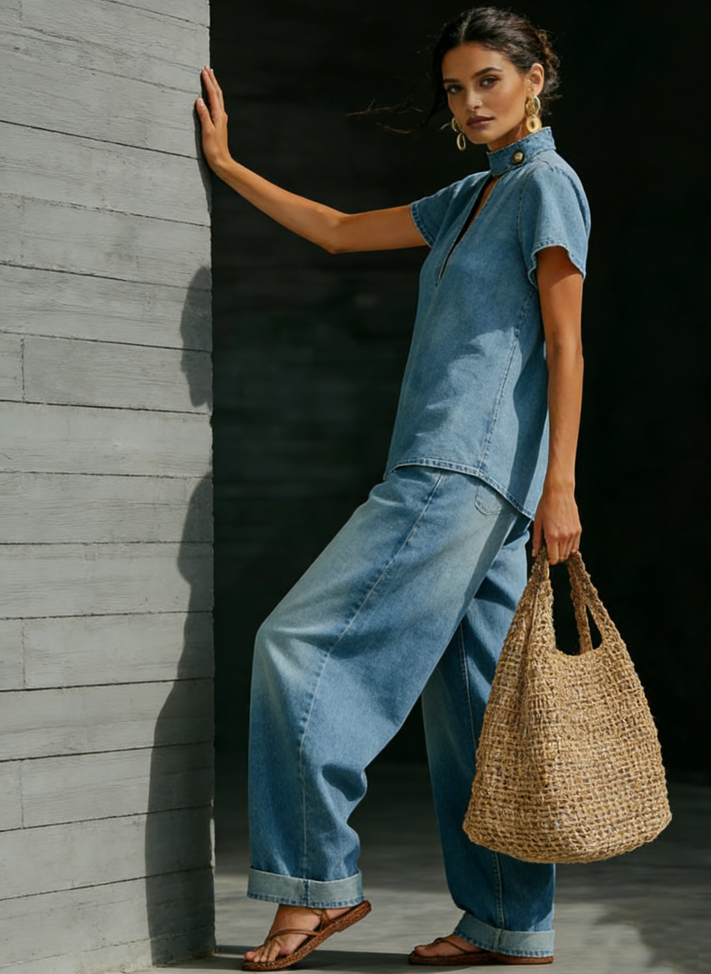 Minimalist Cozy Style Denim Set