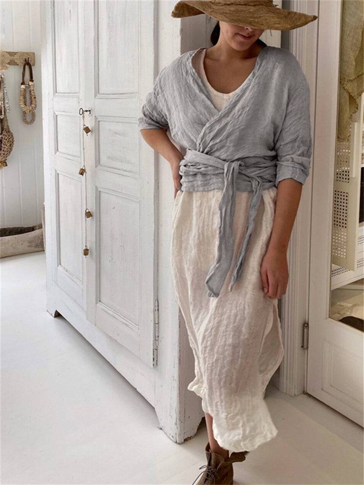 Basic Comfy Woven Wrap Jacket