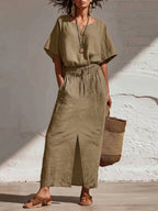 Casual Cozy Shirt And Skirt Linen Two-piece Set