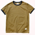 Vintage Double Yarn Pure Cotton Round Neck Striped Short-Sleeved T-Shirt