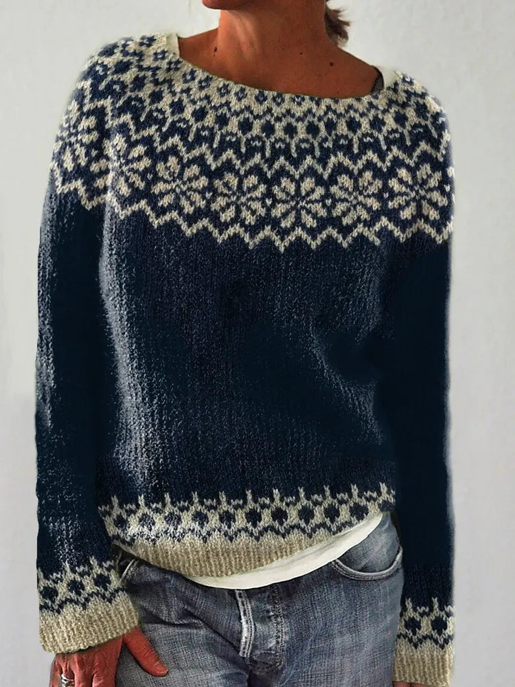 Vintage Jacquard Cozy Icelandic Sweater