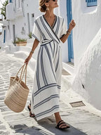 Women'S Loose Striped Print Dress
