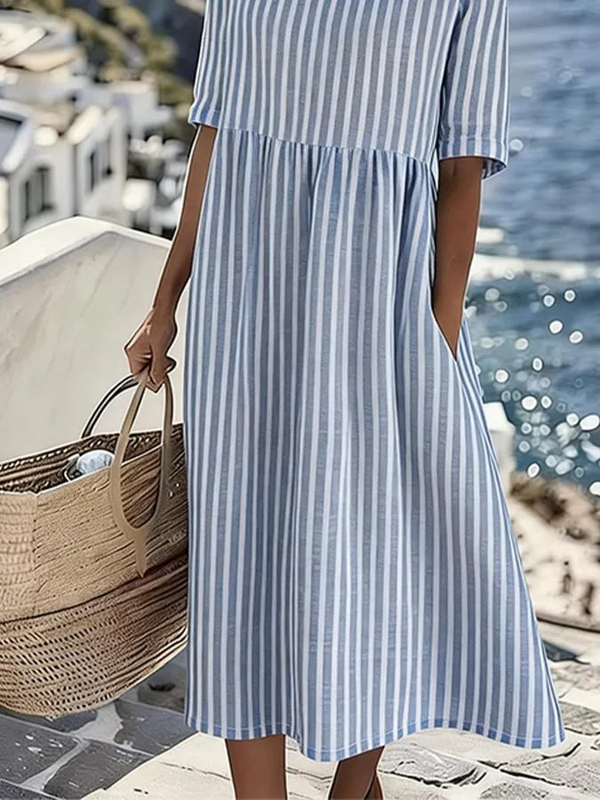 Women'S Vacation Round Neck Short Sleeve Printed Dress