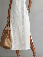 🌿 Retro Cozy Lace Minimalist Linen Dress — Timeless. Elegant. Effortlessly You.