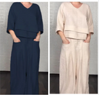 2-piece cotton-linen set with an uneven hem