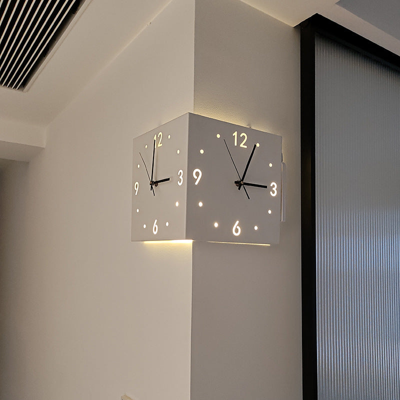 ⏰️Clearance Sale living room corner double-sided luminous creative clock wall lamp