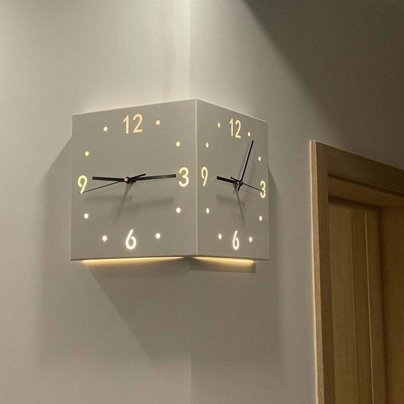 ⏰️Clearance Sale living room corner double-sided luminous creative clock wall lamp