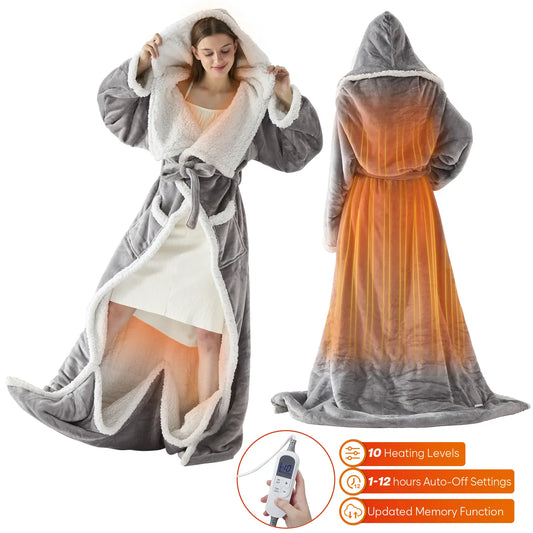 Wearable Electric Heated Blanket with Sleeves & Hood, 50x70