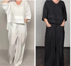 2-piece cotton-linen set with an uneven hem