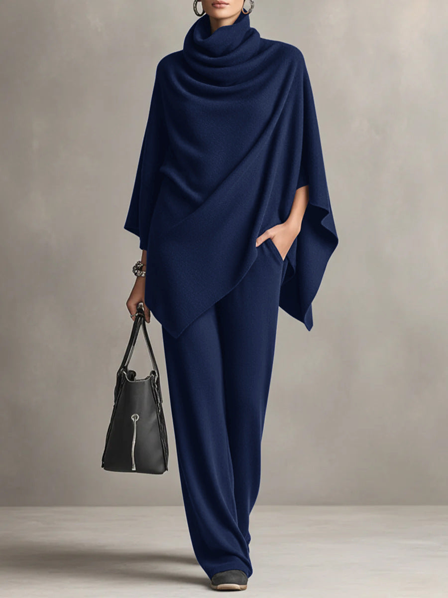 Elegant Drape Two-Piece Set | Flowing Top and Wide-Leg Trousers