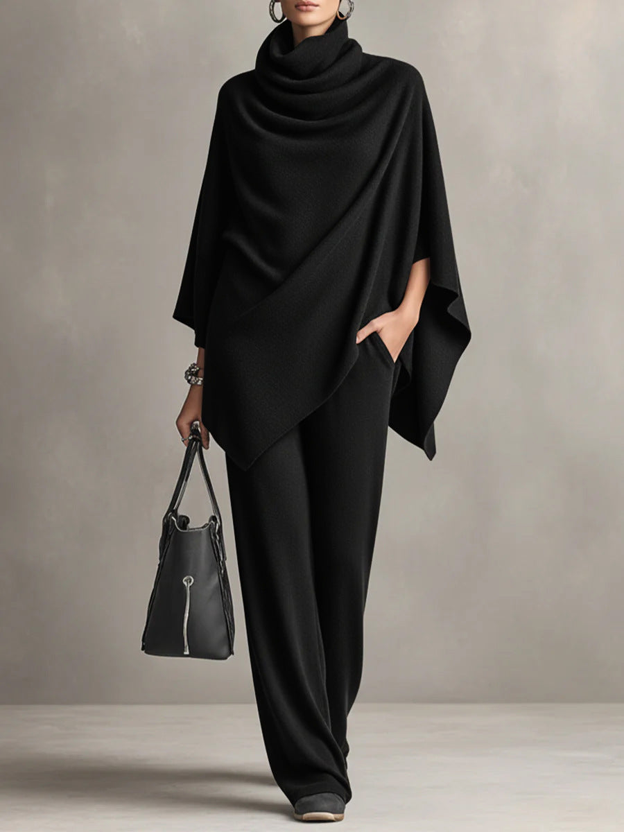 Elegant Drape Two-Piece Set | Flowing Top and Wide-Leg Trousers