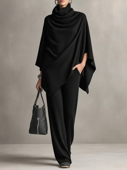 Ensemble deux pièces drapé élégant | Top fluide et pantalon large
