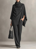 Elegant Drape Two-Piece Set | Flowing Top and Wide-Leg Trousers